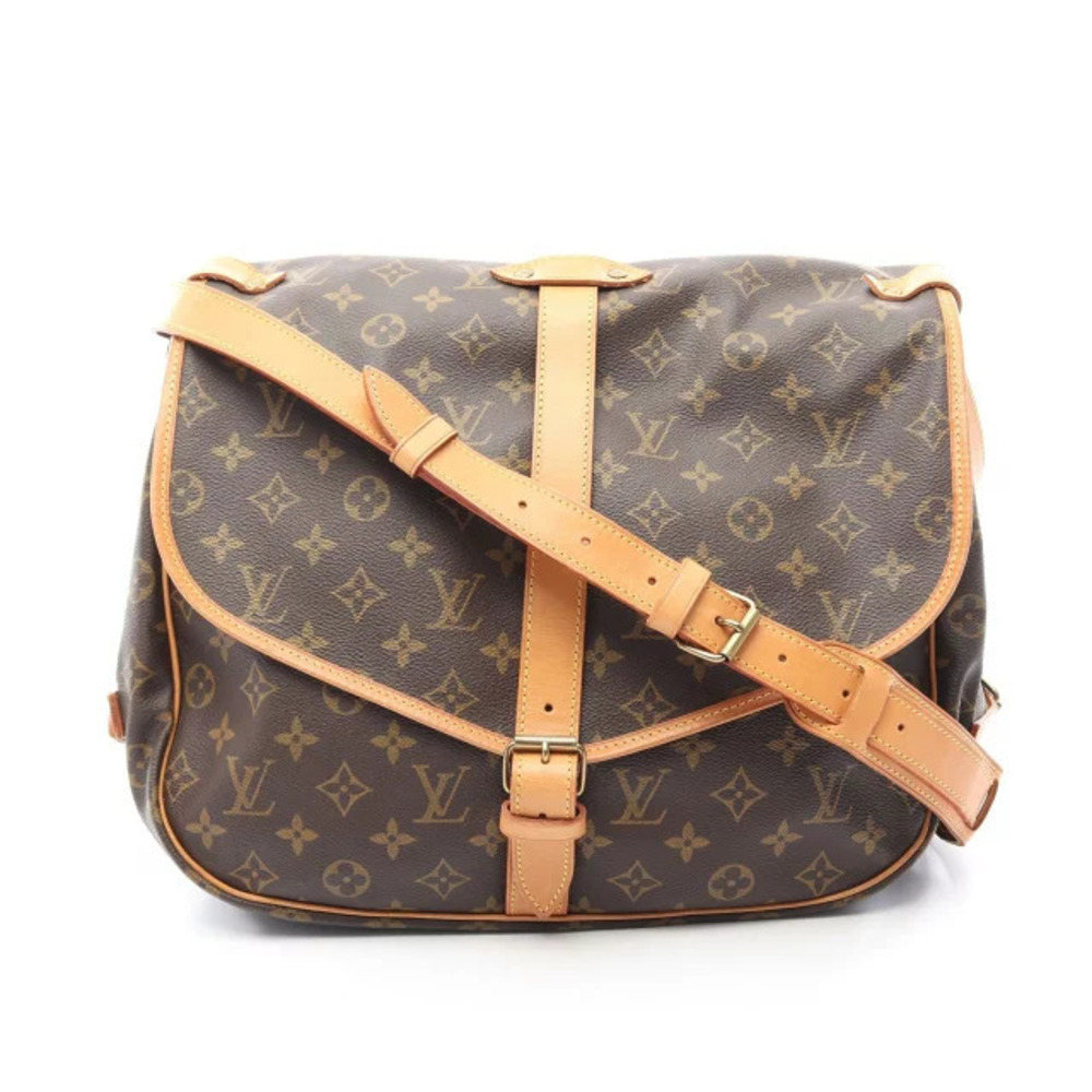 Louis Vuitton Saumur Shoulder Bag Canvas Leather Monogram Brown